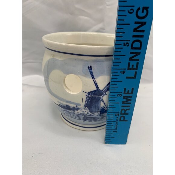 Delft Bulb pot Blue Holland Jumbo Flowerpot Handpainted Porcelain Windmill - Picture 2 of 9